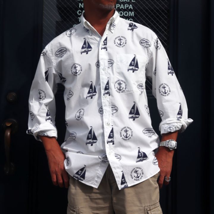 ボートハウス》ヨットアンカー総柄L/SBDシャツ / JOYMARK DESIGN