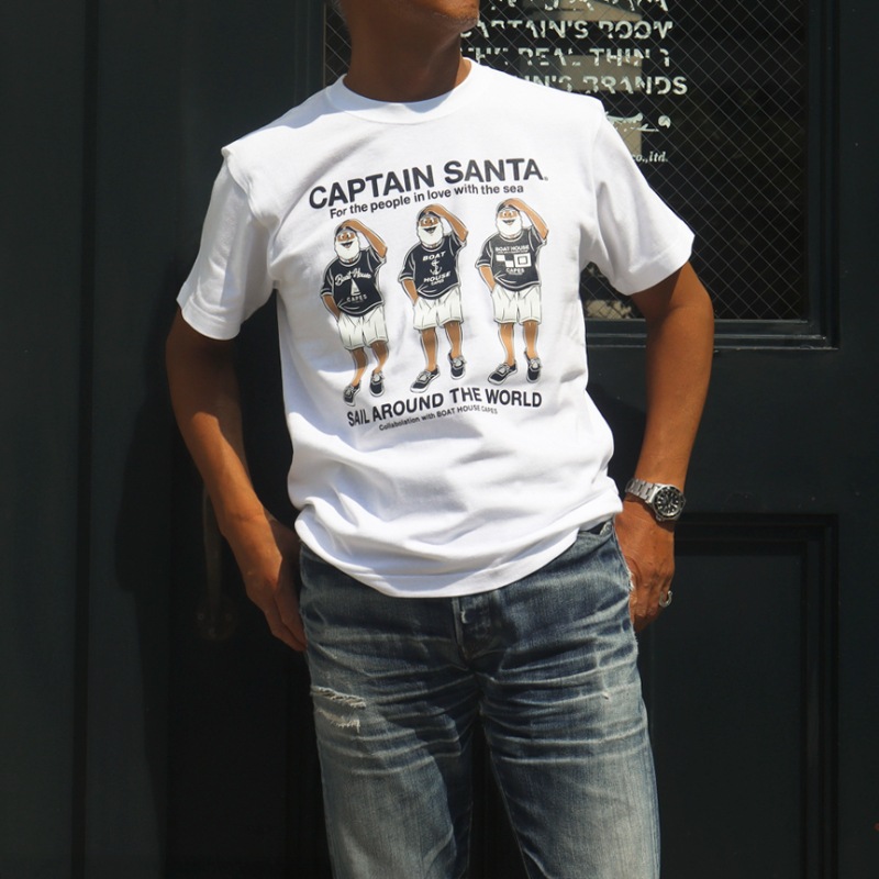 CAPTAIN SANTA　キャプテンサンタ　カッターシャツタグ付き captain Santa キャプテンサンタ Tシャツ shirt M白 - メルカリ