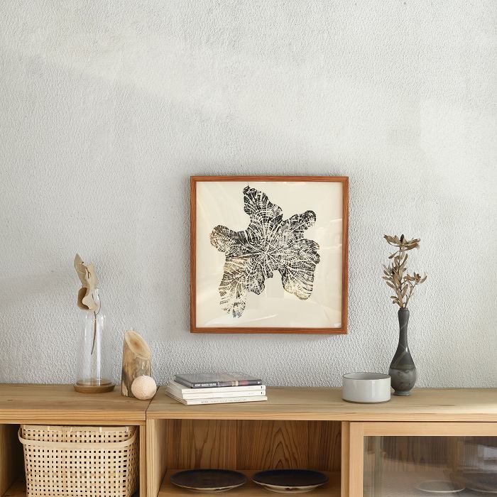 ウッドカットプリント(フレーム 香椿(チャンチン)/木版 貝塚伊吹)