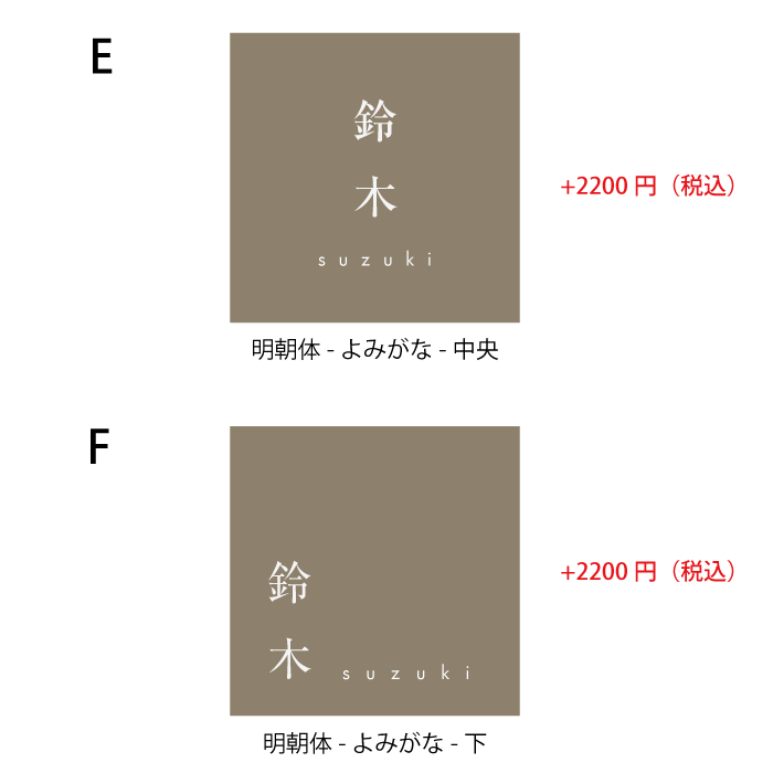 真鍮スクエア表札 槌目仕上げ 日本語