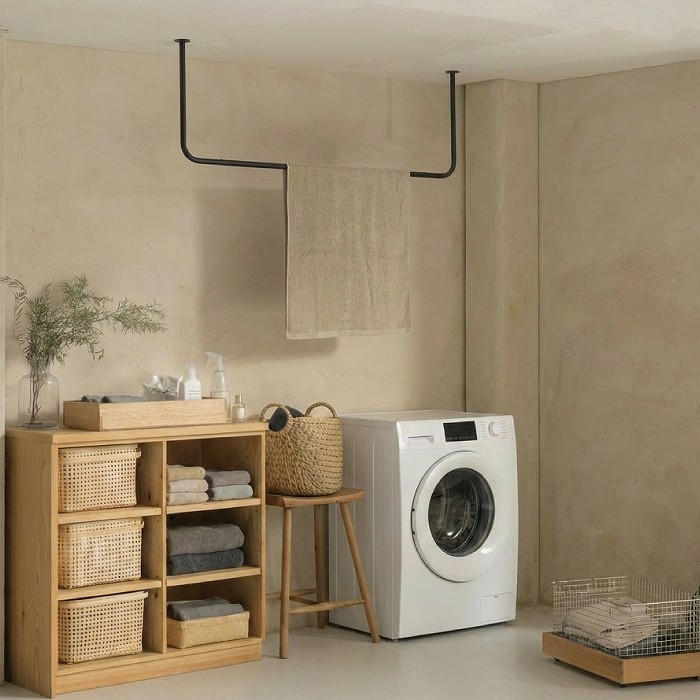 BOU】錆びないコの字型天吊りハンガーバー（黒） | 金物,ハンガーバー