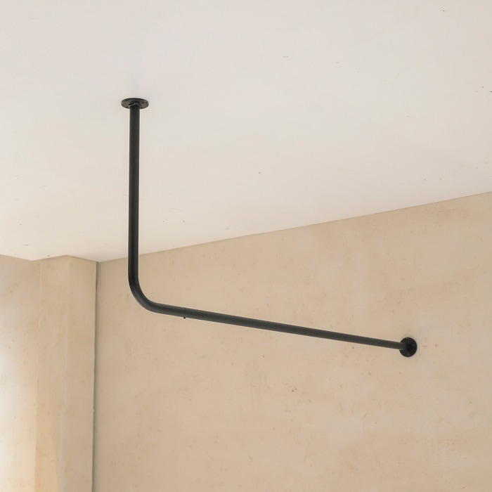 BOU】錆びないL字型天吊りハンガーバー（黒） | 金物,ハンガーバー