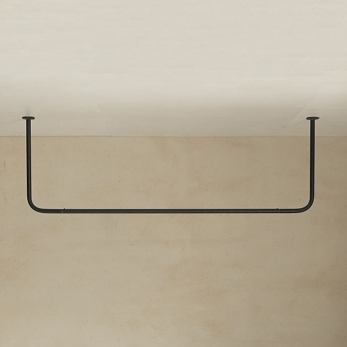 【BOU】錆びないコの字型天吊りハンガーバー（黒）＜サイズオーダー＞