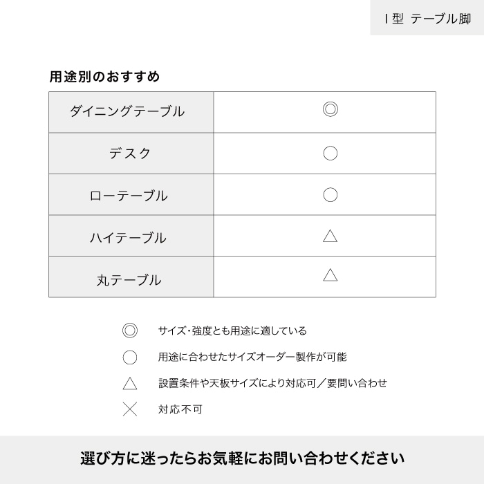I型 テーブル脚＜サイズオーダー＞ | 金物,テーブル脚・棚脚