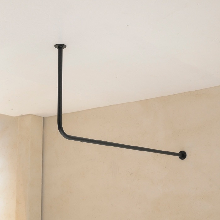 【BOU】錆びないL字型天吊りハンガーバー（黒）＜サイズオーダー＞