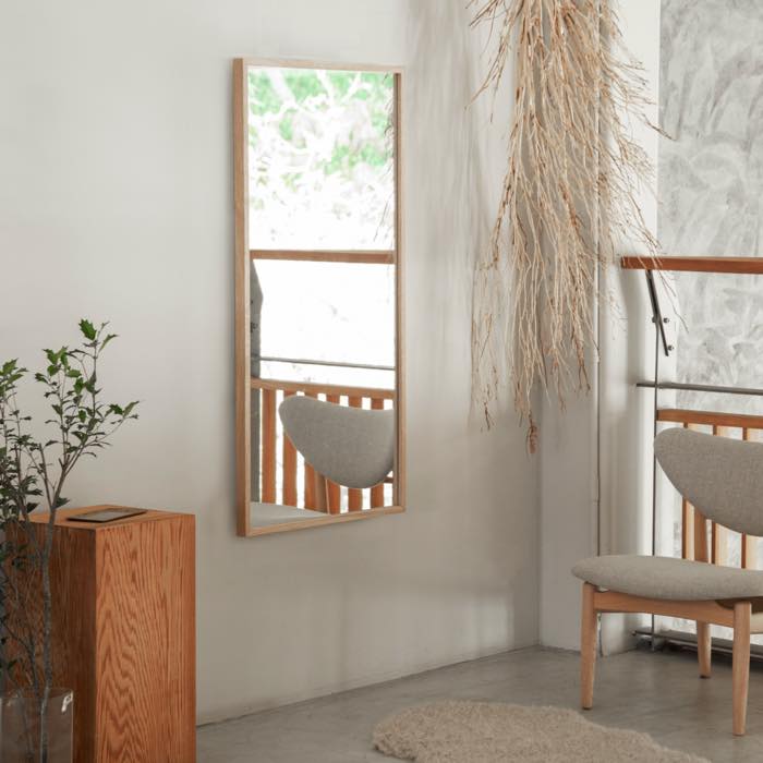 ナラのフレームミラー