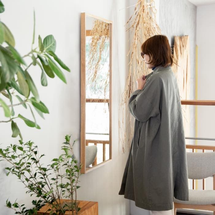 ナラのフレームミラー<サイズオーダー>