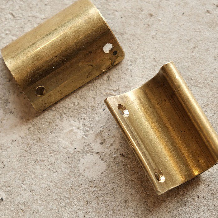 無垢材 と 真鍮 取手 の古い 文筆卓 真鍮 Funny取っ手 | 金物,家具ハンドル・ツマミ | オリジナル家具
