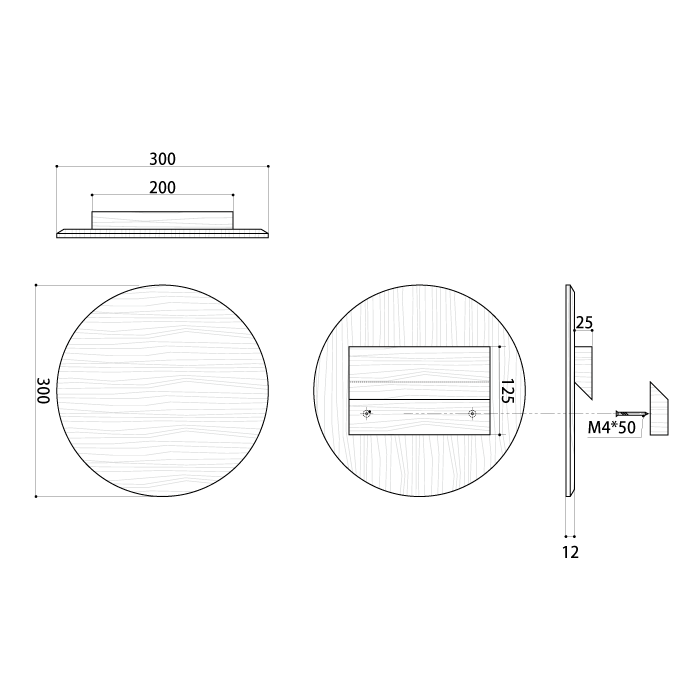 杉壁面看板 丸型