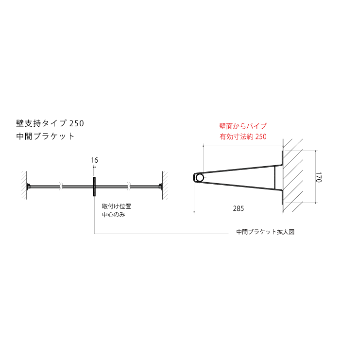 オイル仕上げ Φ21mmパイプ（鉄）用ブラケット