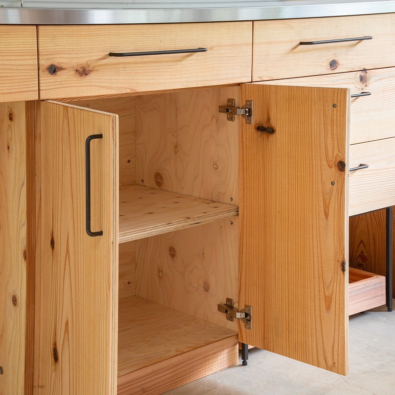 <プランニング>杉のバックキッチン収納