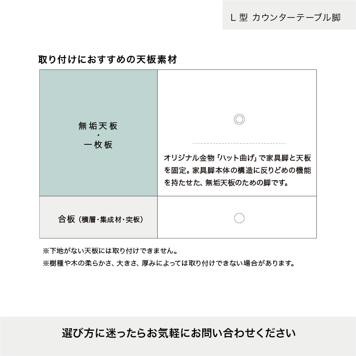 L型 カウンターテーブル脚