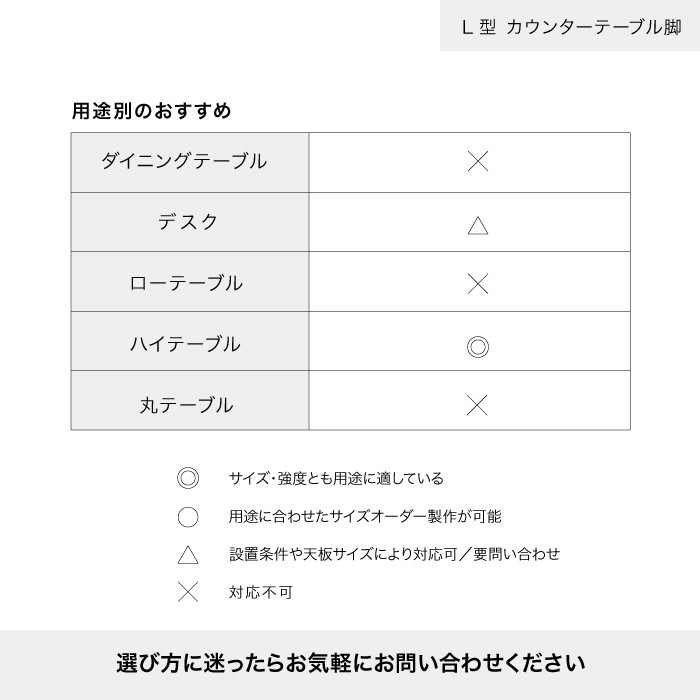 L型 カウンターテーブル脚
