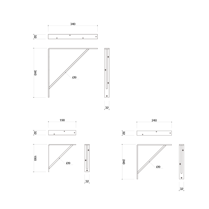 フラットバー棚受け(鉄)