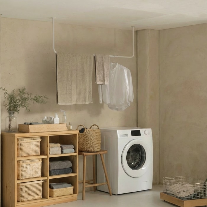 【BOU】錆びないコの字型天吊りハンガーバー（白）