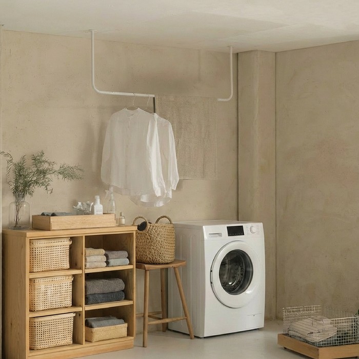 【BOU】錆びないコの字型天吊りハンガーバー（白）