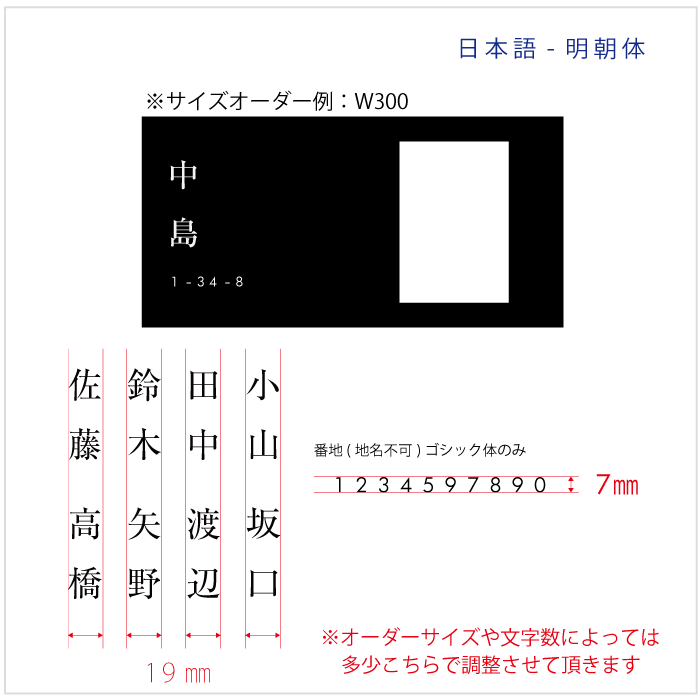 【Haco】インターフォンカバー表札 番地<サイズオーダー>
