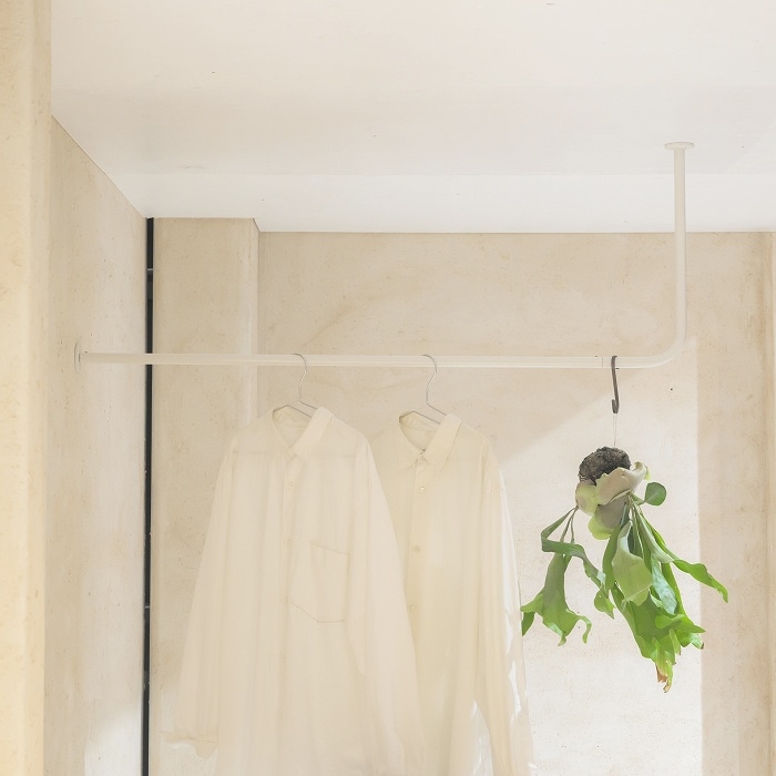 BOU】錆びないL字型天吊りハンガーバー（白） | 金物,ハンガーバー