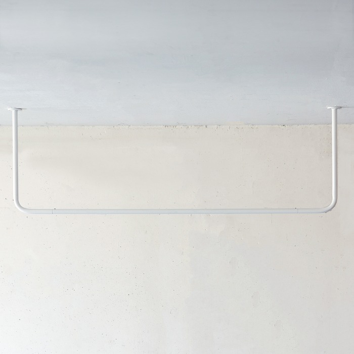 【BOU】錆びないコの字型天吊りハンガーバー(白)<サイズオーダー>