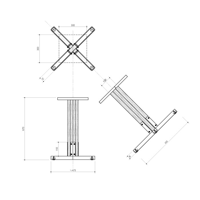 木製 カフェテーブル用 1本脚 | 金物,テーブル脚・棚脚 | オリジナル
