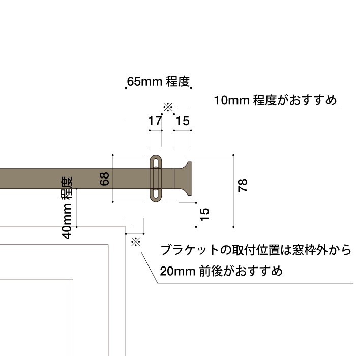 サーカス カーテンレールパイプセット（真鍮）