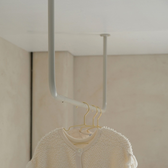 BOU】錆びないコの字型天吊りハンガーバー（グレージュ）＜サイズ