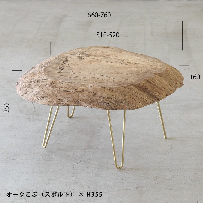 年輪コーヒーテーブル(単品) わたしだけのコーヒーテーブル(真鍮 V字型脚) | すべての商品