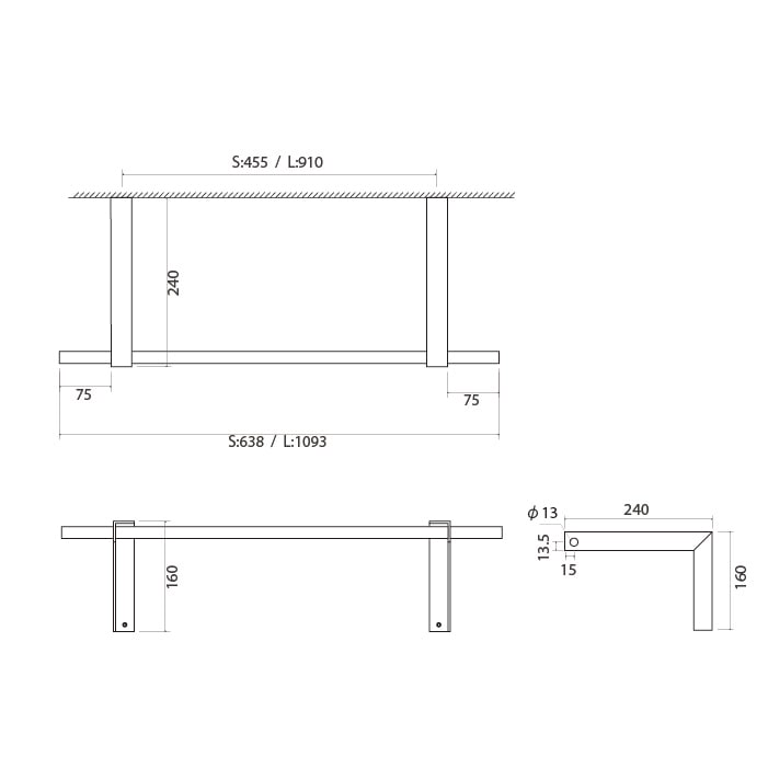 真鍮 壁付けコートハンガー