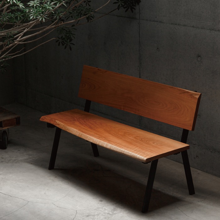 無垢天板 背付きベンチ 山桜 W1250