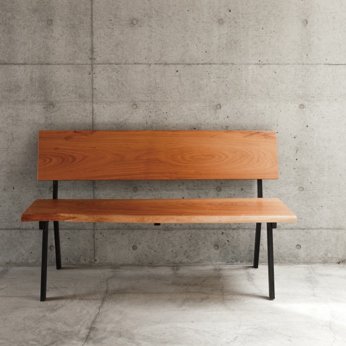 無垢天板 背付きベンチ 山桜 W1250