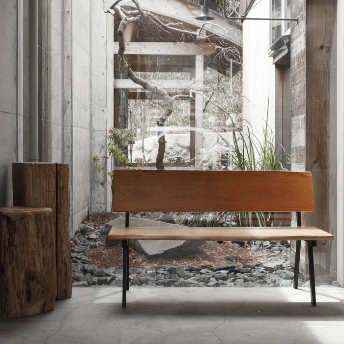 無垢天板 背付きベンチ 山桜 W1250