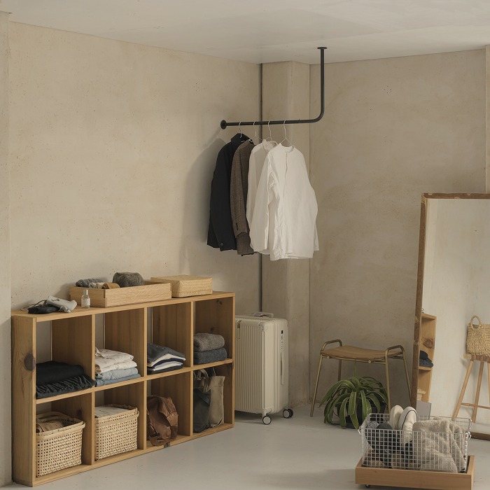 BOU】L字型天吊りハンガーバー | 収納・クローゼット | オリジナル家具