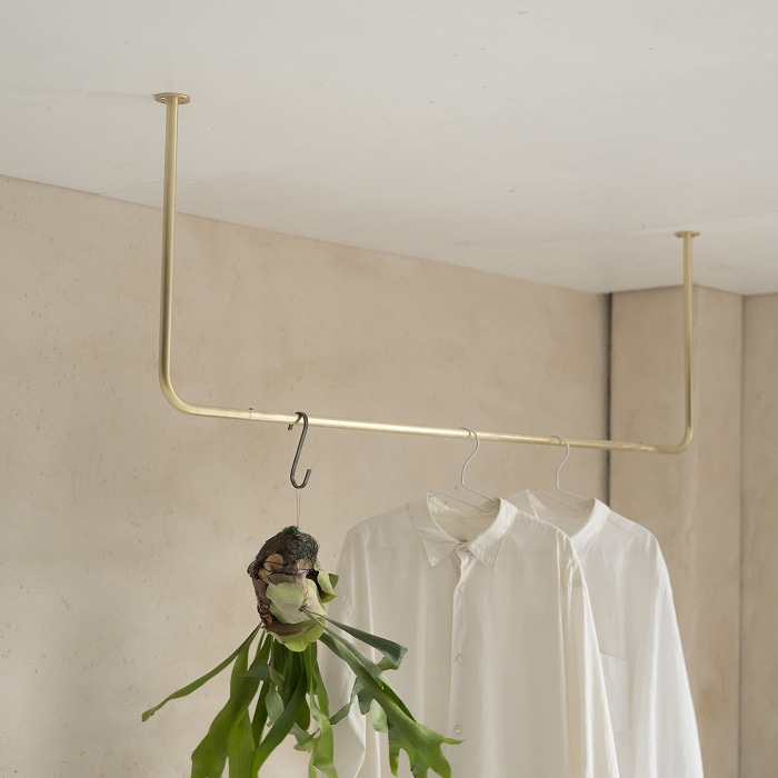 真鍮 コの字型天吊りハンガーバー | 金物,ハンガーバー(ランドリー