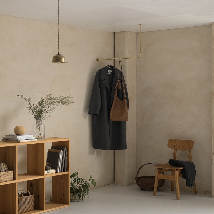 真鍮 L字型天吊りハンガーバー