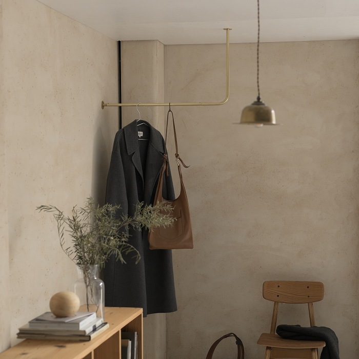 真鍮 L字型天吊りハンガーバー