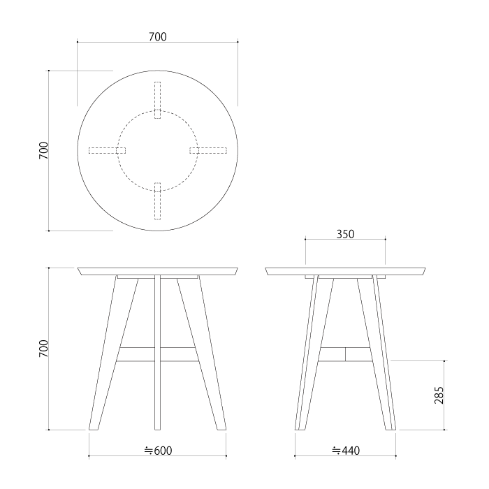 丸カフェテーブル  2人掛け（杉）
