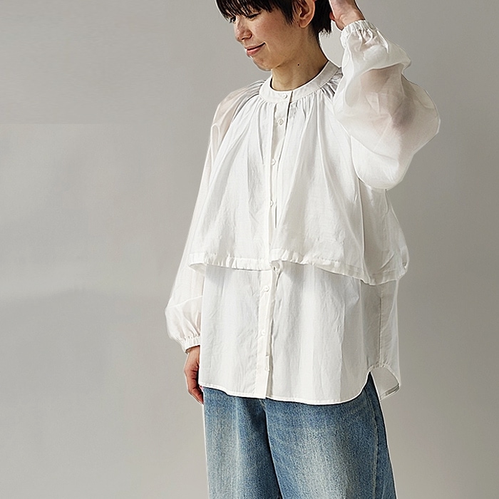 < Kelen > CAELA シアー スリーブ レイヤードブラウス / ブラウス