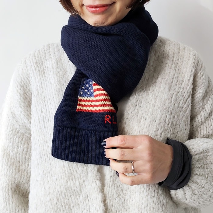 < POLO Ralph Lauren > COTTON FLAG SCARF