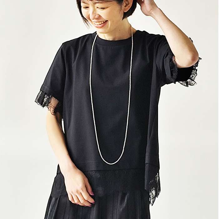 < whyto. >  lace combination tee / レーストップス