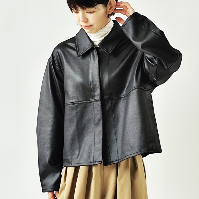 < whyto. > leather like shirt jacket / ジャケット
