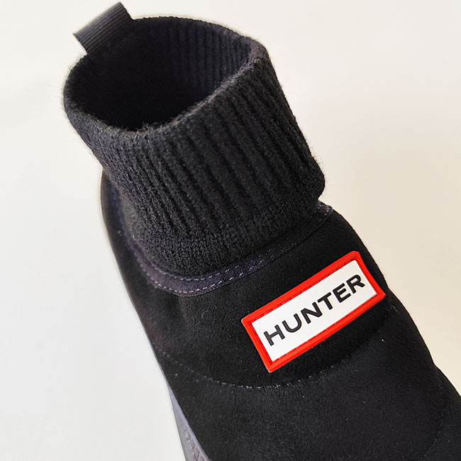 < HUNTER > IN/OUT FAUX SUEDE KNITTED CUFF BOOT / ショートブーツ