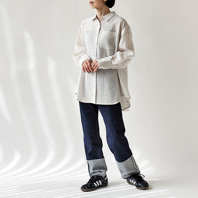 < Kelen > シアーストライプシャツ