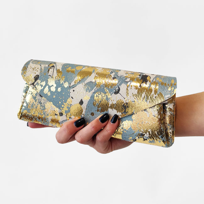 < carmine > Leather Long Wallet Liquid / 長財布