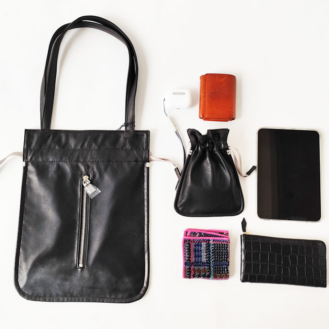 < aniary > Tote/ リアリティレザー巾着トート バッグ