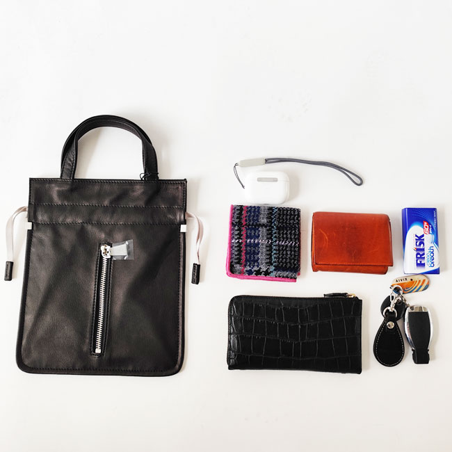 < aniary > Mini Tote/ リアリティレザーミニ巾着トート バッグ