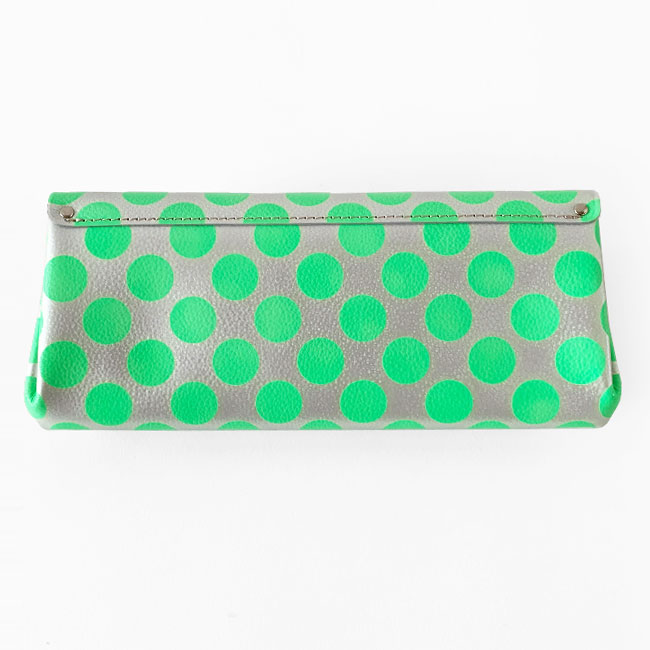 < carmine > Leather Long Wallet Clear Dot / 長財布