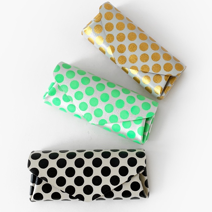 < carmine > Leather Long Wallet Clear Dot / 長財布