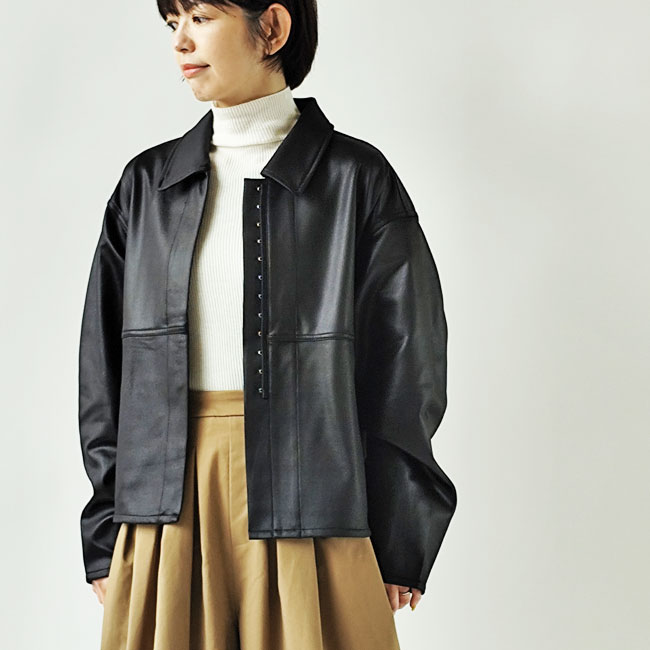 < whyto. > leather like shirt jacket / ジャケット