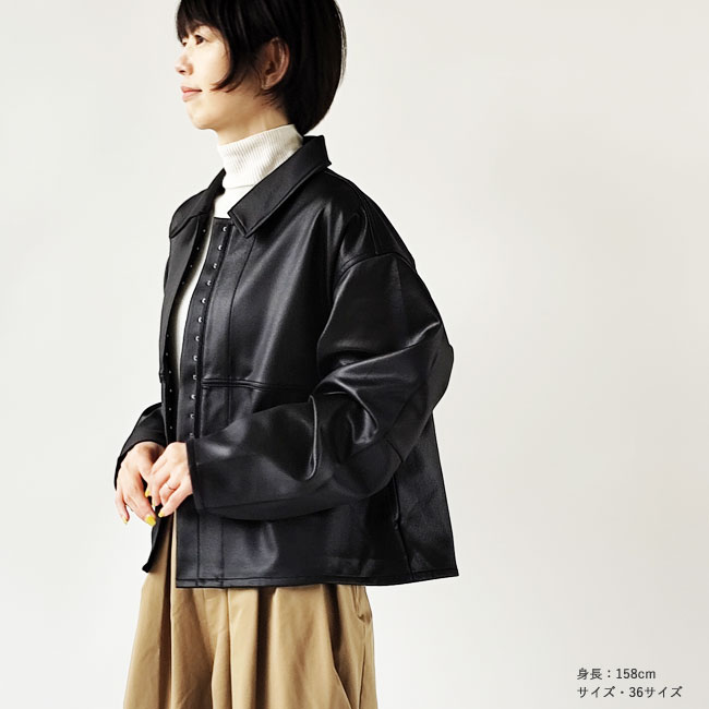 < whyto. > leather like shirt jacket / ジャケット
