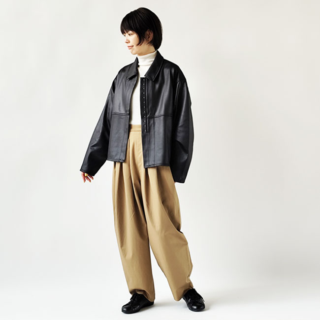 < whyto. > leather like shirt jacket / ジャケット